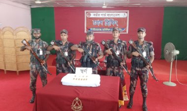 চাঁপাইনবাবগঞ্জে ১ কেজি ১৬৬ গ্রাম ওজনের ১০টি স্বর্ণের বার উদ্ধার করে ৫৩ বিজিবি