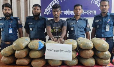 চাঁপাইনবাবগঞ্জে বিপুল পরিমাণ গাঁজা ও ট্রাকসহ আটক-১