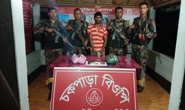 শিবগঞ্জে সীমান্তে অস্ত্র ও গাঁজাসহ একজন আটক