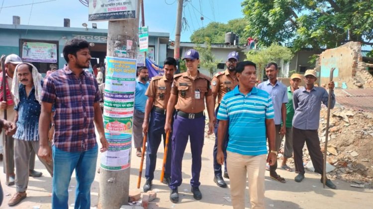 রহনপুরে রেলস্টেশন চত্বরে পার্কিং তৈরির কাজে অবৈধ  দখলদারদের বাধা 