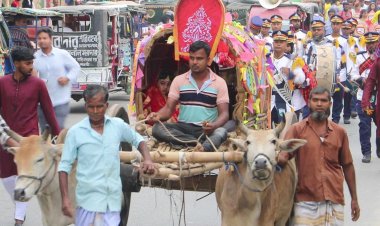 নওগাঁয় পহেলা বৈশাখ উপলক্ষে বর্ষবরণ ও আনন্দ শোভাযাত্রা