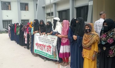 বাঘায় প্রধান শিক্ষকের বিরুদ্ধে শিক্ষক-কর্মচারি ও শিক্ষার্থীর মানববন্ধন