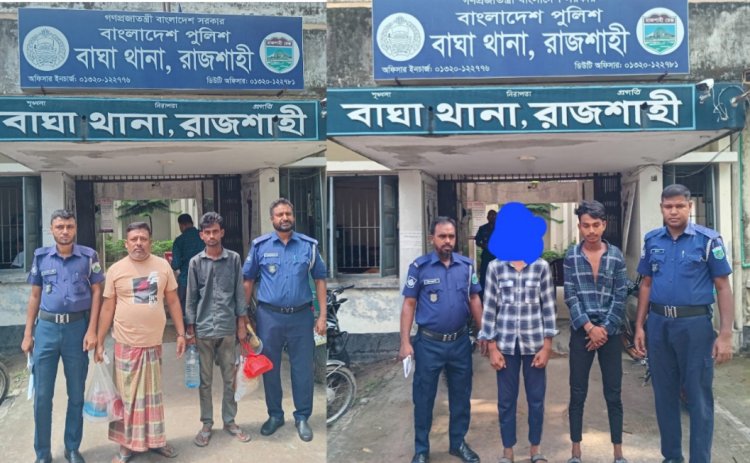 বাঘায় পুলিশের নিয়মিত অভিযানে গাঁজা ও ইয়াবাসহ আটক-৪
