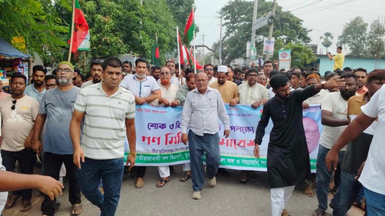 নিয়ামতপুরে শোক ও বিজয়ের বর্ষপূর্তী উপলক্ষে বিএনপির গণমিছিল ও সমাবেশ