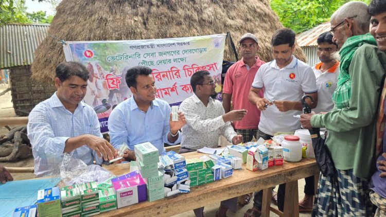 শিবগঞ্জে বন্যা দুর্গতদের বিনামূল্যে চিকিৎসা ও ঔষধ বিতরণ
