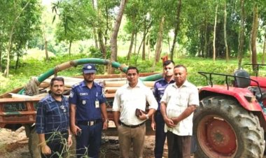 মাধবপুরে অবৈধ বালু উত্তোলনে জরিমানা ও ড্রেজার জব্দ