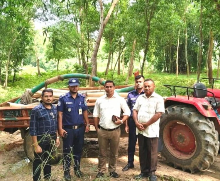 মাধবপুরে অবৈধ বালু উত্তোলনে জরিমানা ও ড্রেজার জব্দ