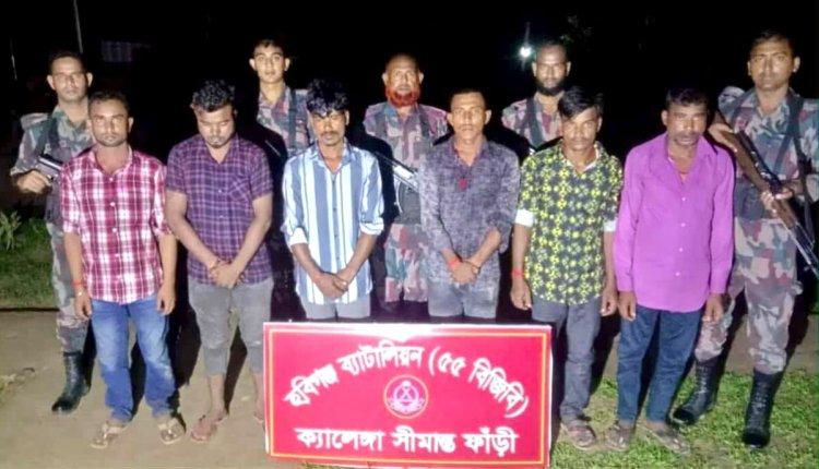 চুনারুঘাট সীমান্তে ৬ বাংলাদেশী আটক