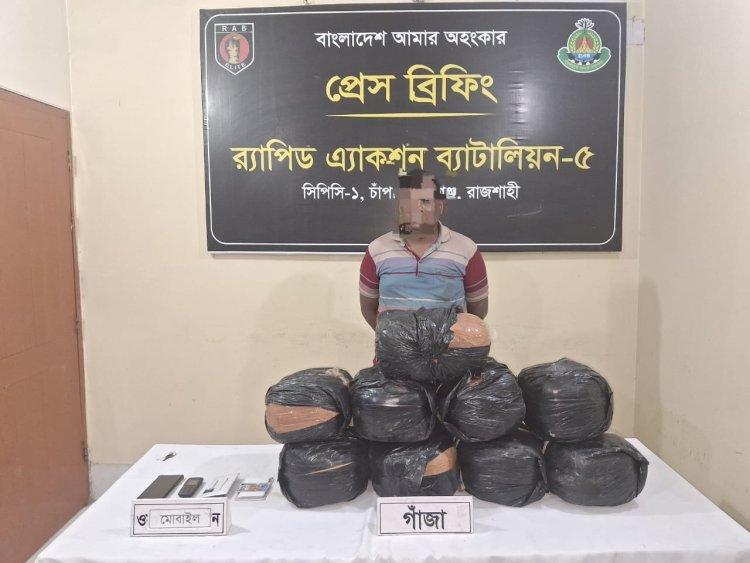 চাঁপাইনবাবগঞ্জে বিপুল পরিমাণ গাঁজাসহ একজন গ্রেফতার