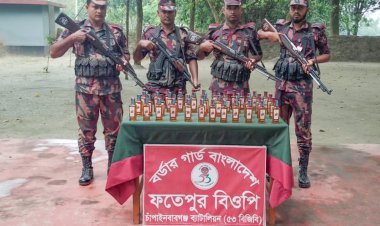 চাঁপাইনবাবগঞ্জ সীমান্তে ৪৭ বোতল জব্দ ভারতীয় মদ