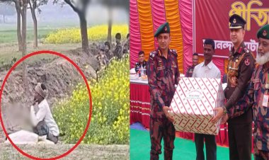 চাঁপাইনবাবগঞ্জ সীমান্তে কাস্তে হাতে ভাইরাল কৃষক বাবুলকে বিজিবির সংবর্ধনা