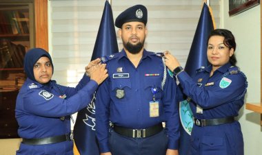 ‎হবিগঞ্জে পদোন্নতিপ্রাপ্ত পুলিশ সদস্যকে র‌্যাংক ব্যাজ পরালেন পুলিশ সুপার