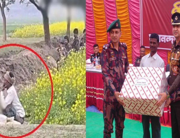 চাঁপাইনবাবগঞ্জ সীমান্তে কাস্তে হাতে ভাইরাল কৃষক বাবুলকে বিজিবির সংবর্ধনা