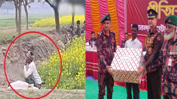 চাঁপাইনবাবগঞ্জ সীমান্তে কাস্তে হাতে ভাইরাল কৃষক বাবুলকে বিজিবির সংবর্ধনা