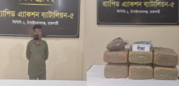 চাঁপাইনবাবগঞ্জে বিপুল পরিমাণ গাঁজাসহ মাদক কারবারী গ্রেফতার