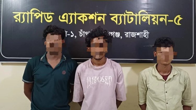 চাঁপাইনবাবগঞ্জে বিপুল পরিমাণ গাঁজাসহ তিনজন আটক