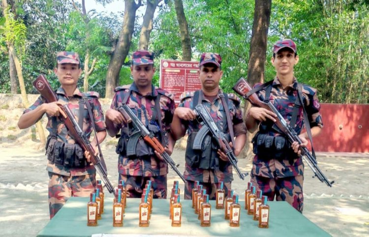 শিবগঞ্জ সীমান্তে ভারতীয় মদ জব্দ