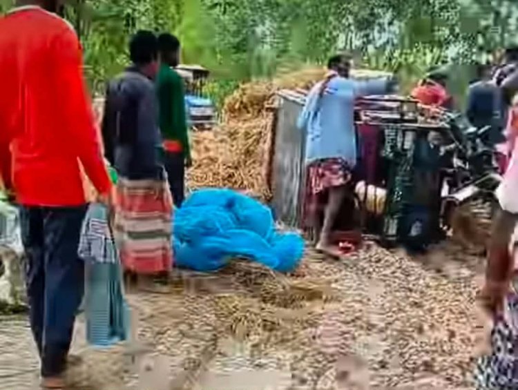 নিয়ামতপুরে ধানবাহী ট্রলি উল্টে চালকের মৃত্যু
