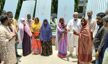 নিয়ামতপুরে চেক ও ঢেউটিন বিতরণ,বিভিন্ন শিক্ষা প্রতিষ্ঠানে সামগ্রী প্রদান