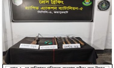 জয়পুরহাটে অস্ত্র ও গুলি উদ্ধার