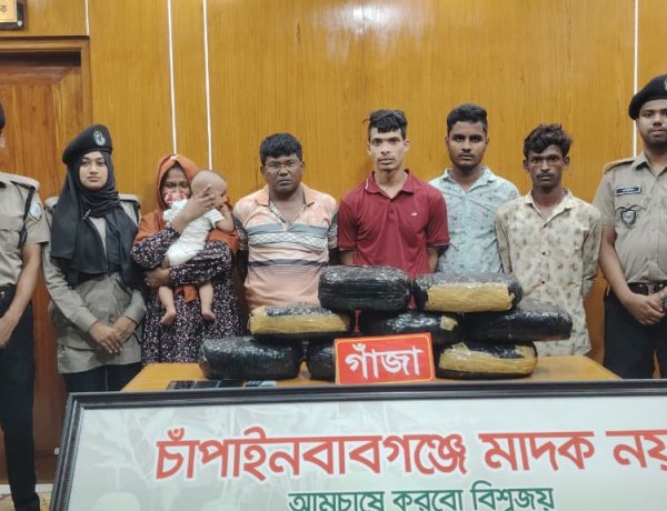 চাঁপাইনবাবগঞ্জে গাঁজাসহ জামাই-শ্বশুরসহ আটক